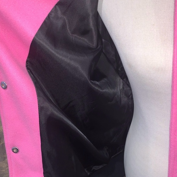 Forever 21 Women’s Hello Kitty Pink Jacket with Black faux leather Sleeves - Picture 10 of 10